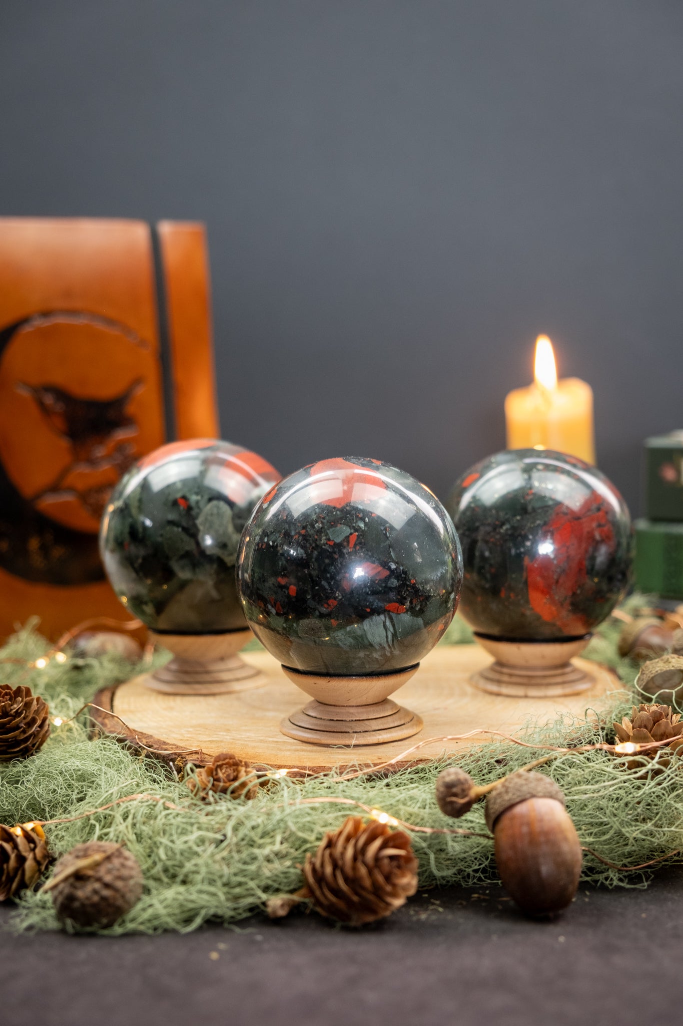 Bloodstone Crystal Sphere, Healing Gemstone Ball for Strength, Protection, Vitality and Courage, Ethically Sourced Natural Bloodstone