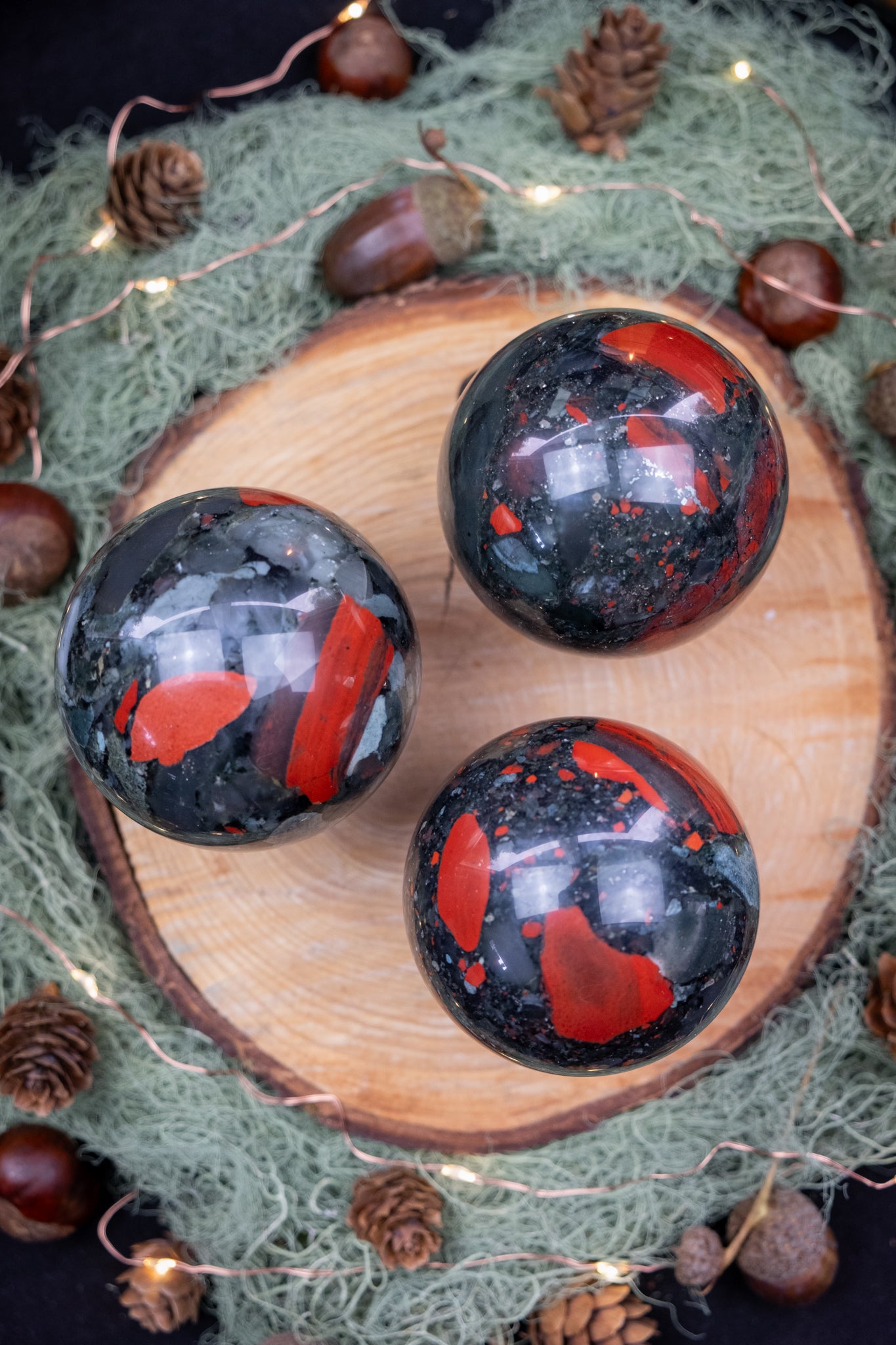 Bloodstone Crystal Sphere, Healing Gemstone Ball for Strength, Protection, Vitality and Courage, Ethically Sourced Natural Bloodstone