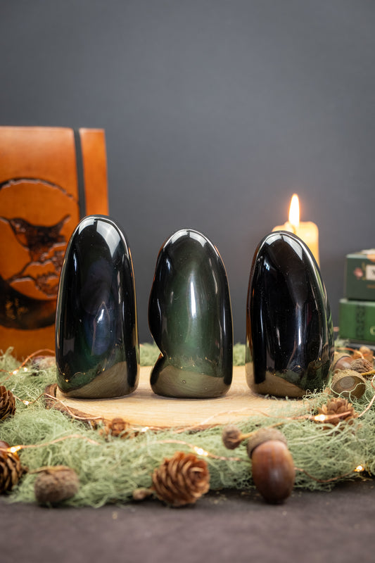 Rainbow Obsidian Freeform Crystal, Iridescent Volcanic Glass Stone for Protection, Healing and Emotional Release