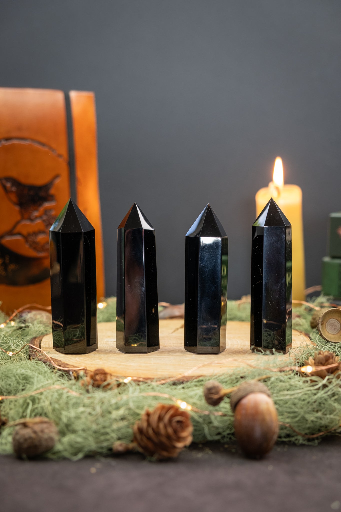 Black Obsidian Point Crystal, Natural Obsidian Gemstone Tower, Protective Healing Stone for Grounding, Energy Shield, Root Chakra