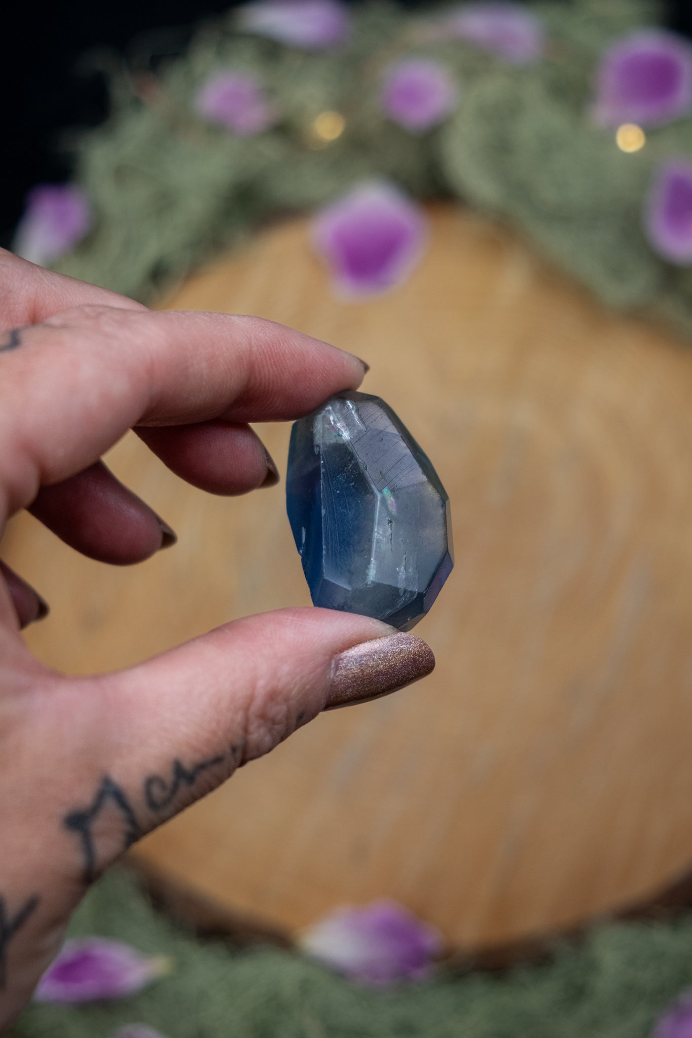 Blue Fluorite Faceted Freeform