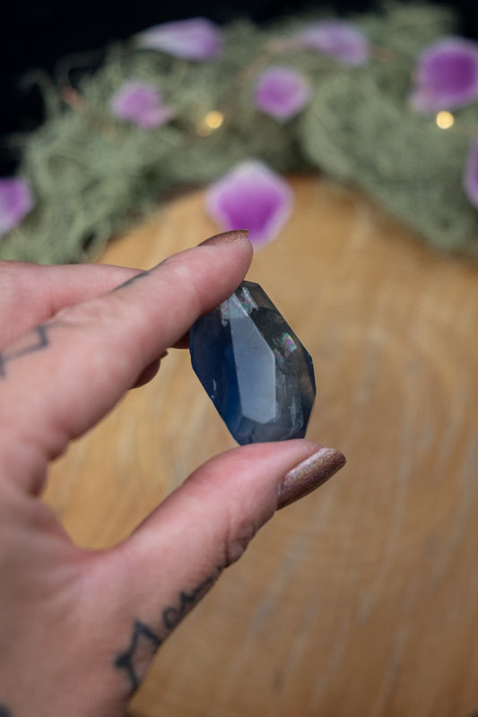 Blue Fluorite Faceted Freeform