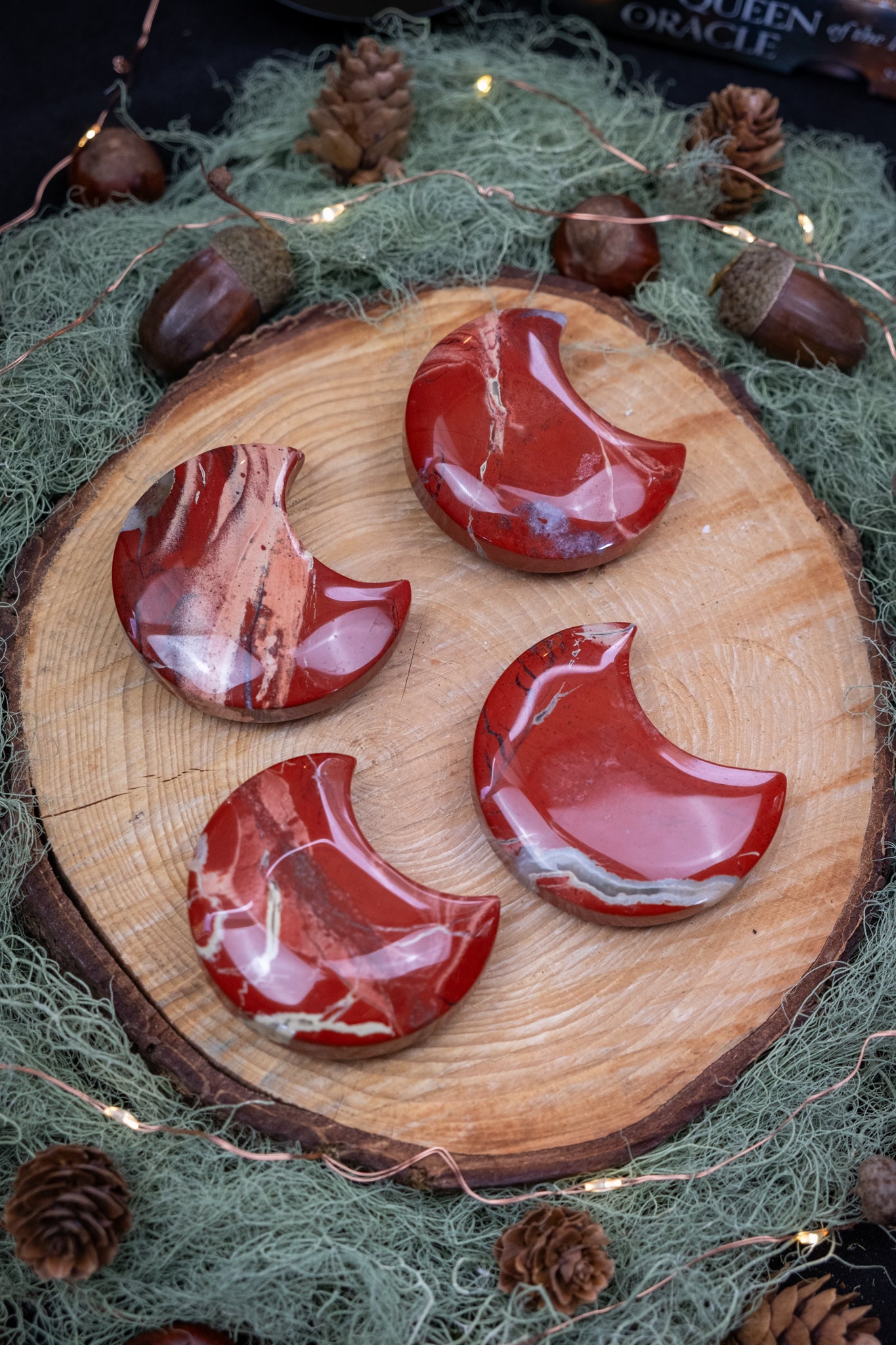 Red Jasper Crescent Moon Crystal, Chunky Red Jasper Gemstone Moon, Grounding and Strength Stone for Root Chakra Balance