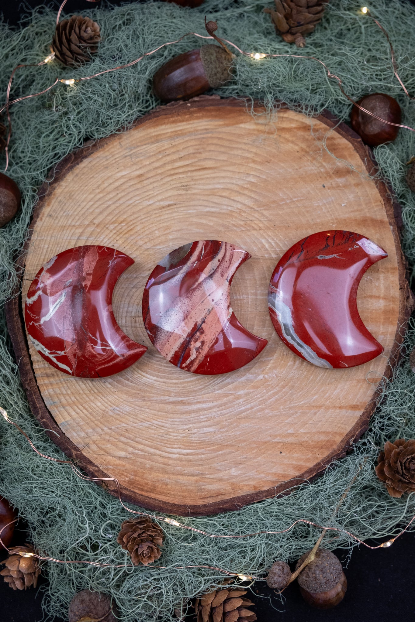 Red Jasper Crescent Moon Crystal, Chunky Red Jasper Gemstone Moon, Grounding and Strength Stone for Root Chakra Balance