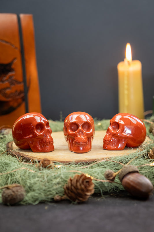 Red Jasper Crystal Skull, Grounding Stone for Stability Strength and Emotional Balance