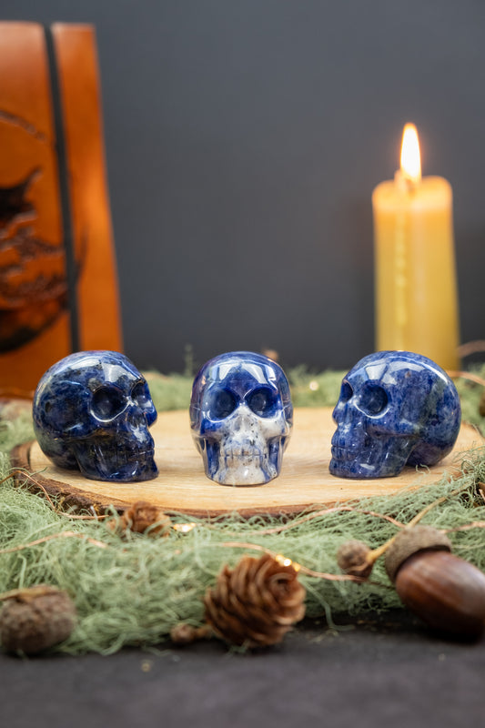 Sodalite Crystal Skull, Insight Stone for Calm Clarity and Inner Truth
