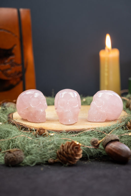 Rose Quartz Crystal Skull, Love Stone for Compassion Healing and Emotional Harmony