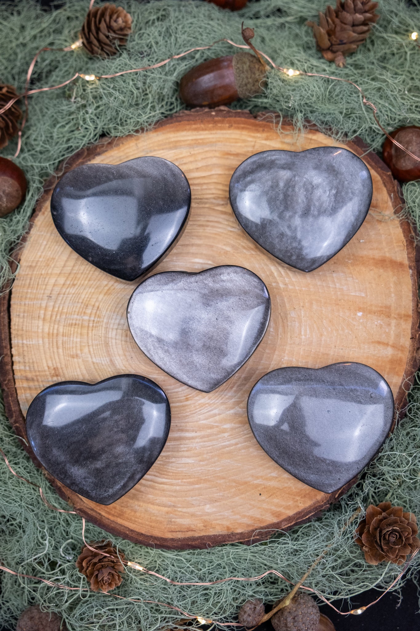 Silver Sheen Obsidian Heart Crystal, Shimmering Protection Stone for Clarity, Grounding and Intuitive Strength