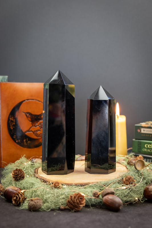 Large Obsidian Point Crystal, Polished Natural Stone, Protective Gem for Grounding, Clarity and Energy Shielding