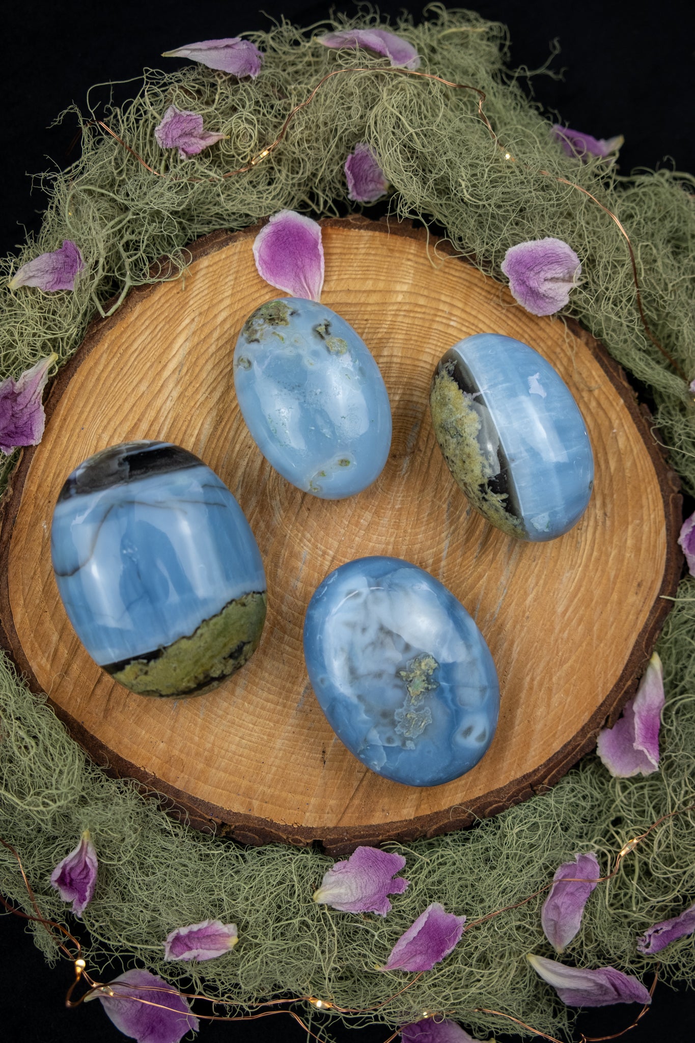 Owyhee Blue Opal Palm Stone, Rare Crystal