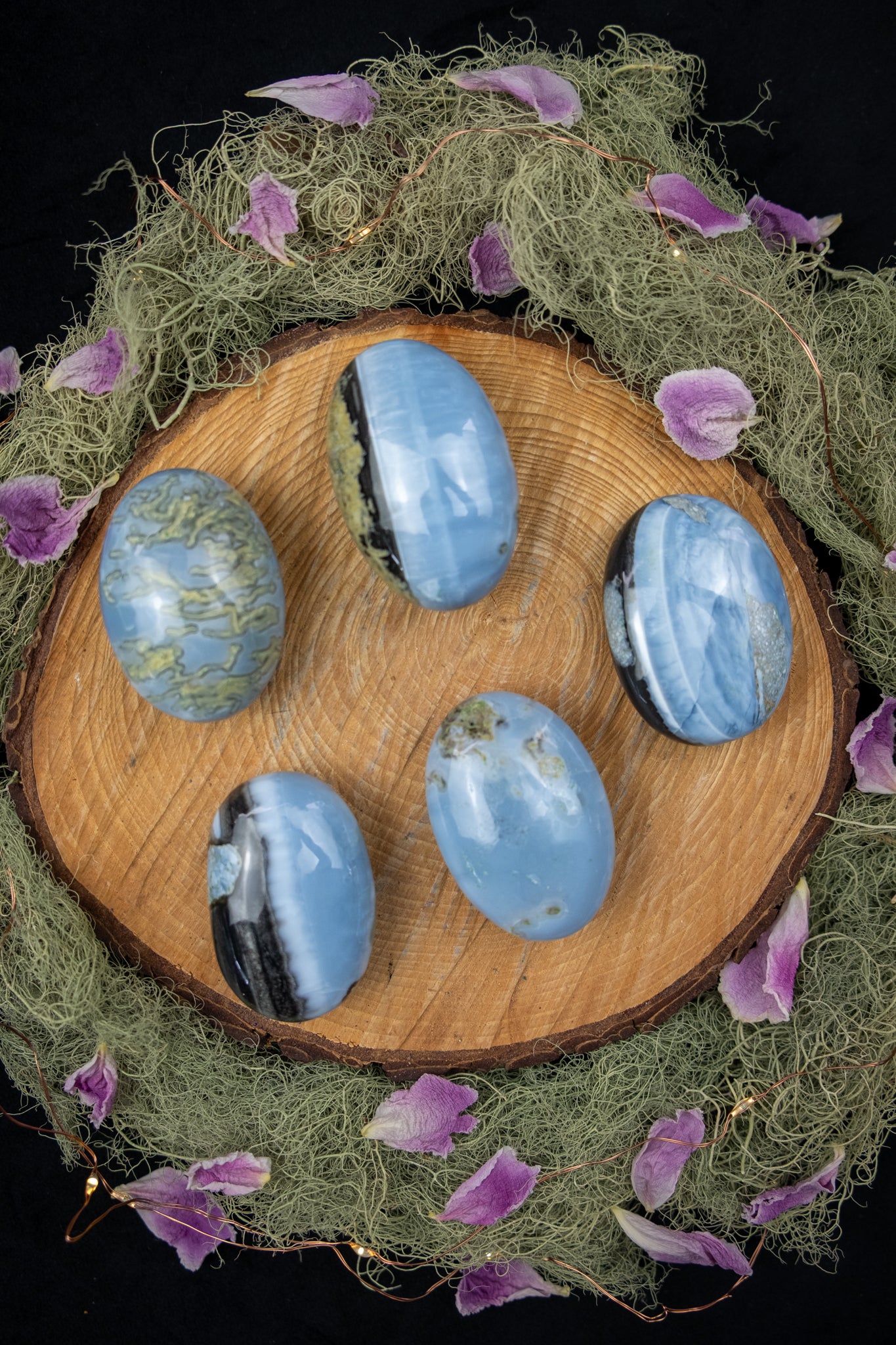 Owyhee Blue Opal Palm Stone, Rare Crystal