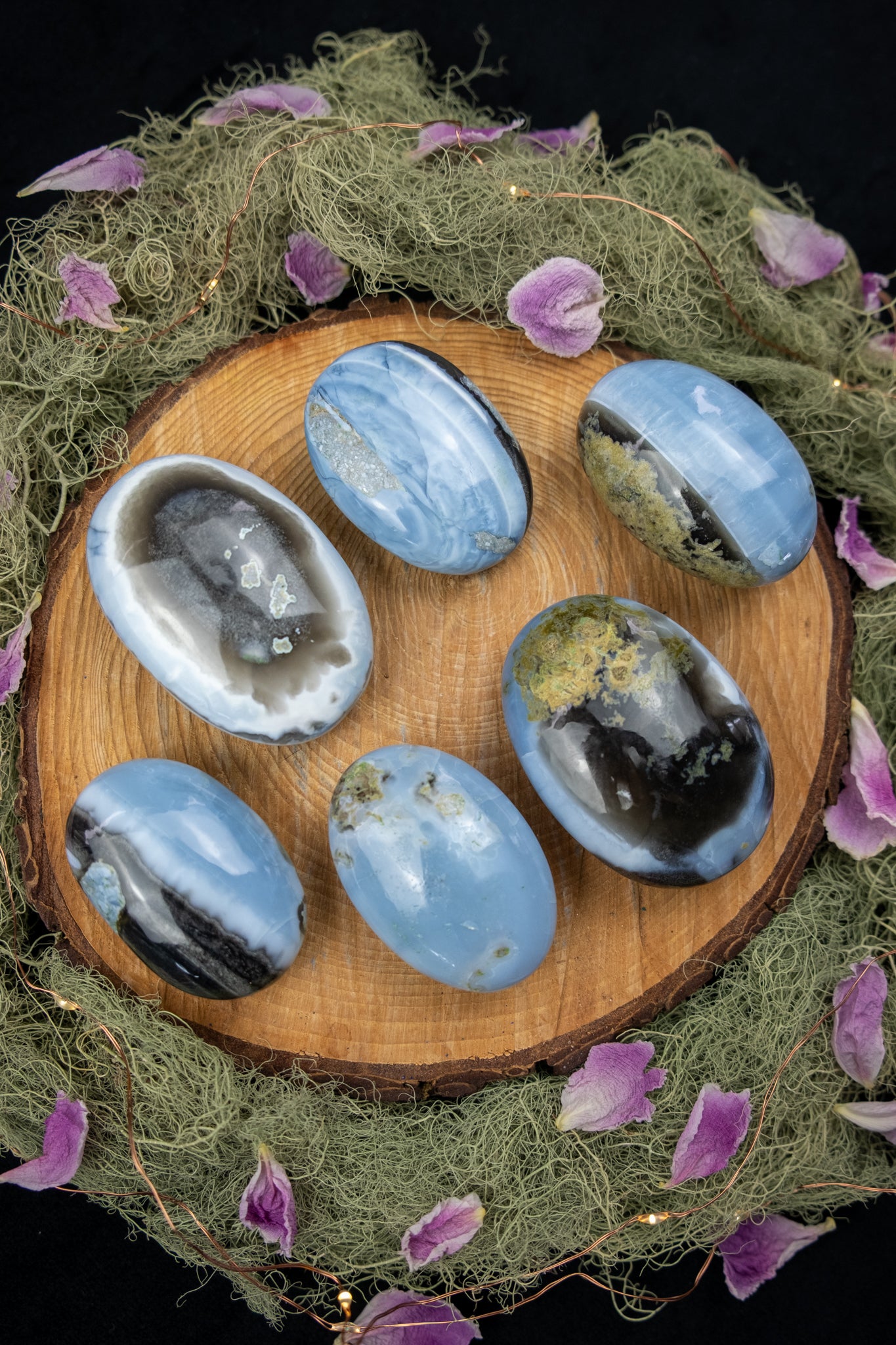 Owyhee Blue Opal Palm Stone, Rare Crystal