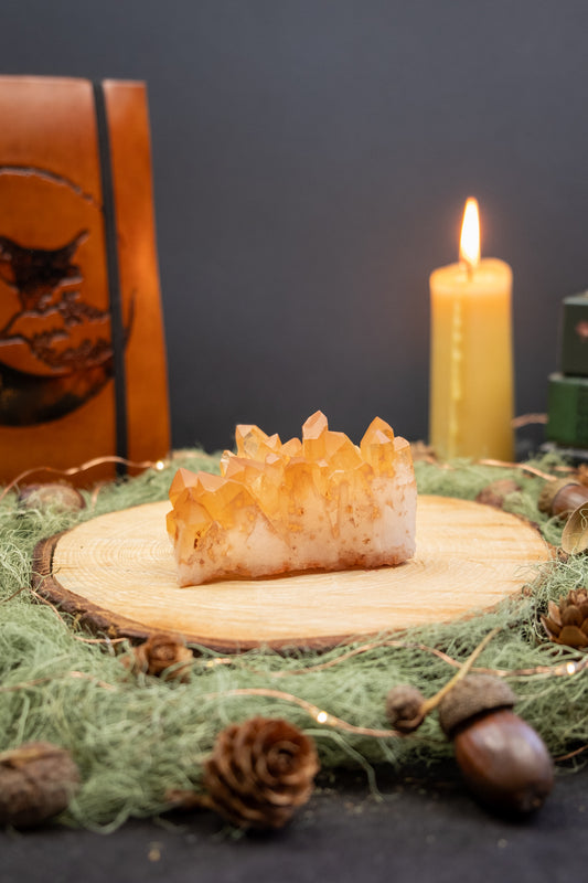 Tangerine Zeca de Souza Quartz Cluster, Natural Brazilian Orange Crystal, Creativity and Emotional Healing Stone