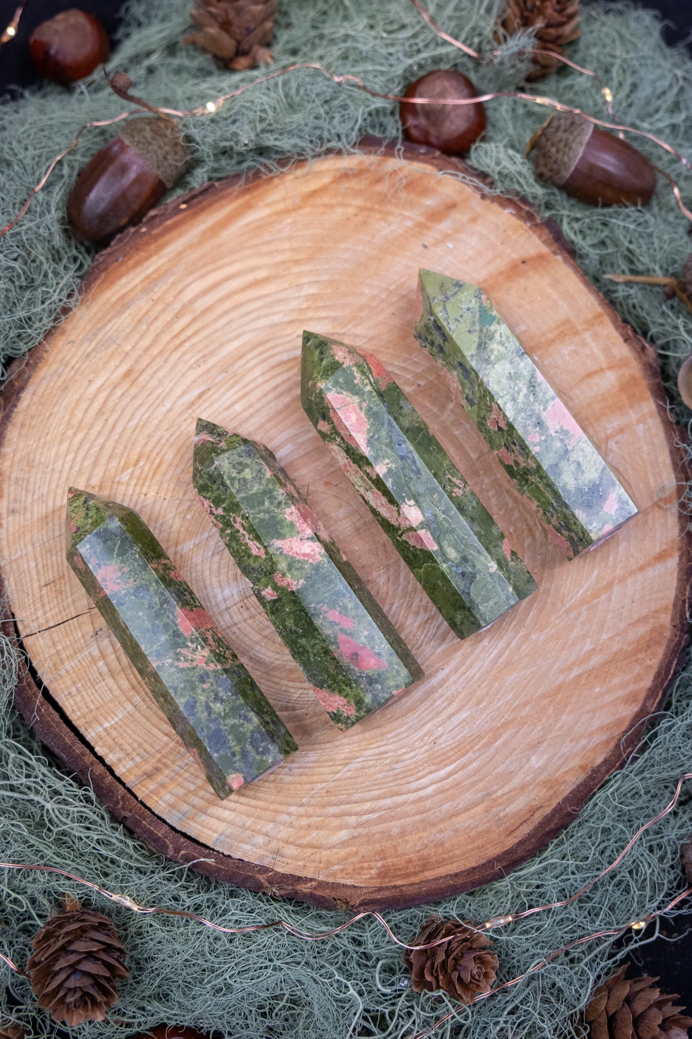 Unakite Point Crystal, Polished Gemstone Tower for Healing, Balance and Emotional Growth, Heart Chakra Crystal Stone