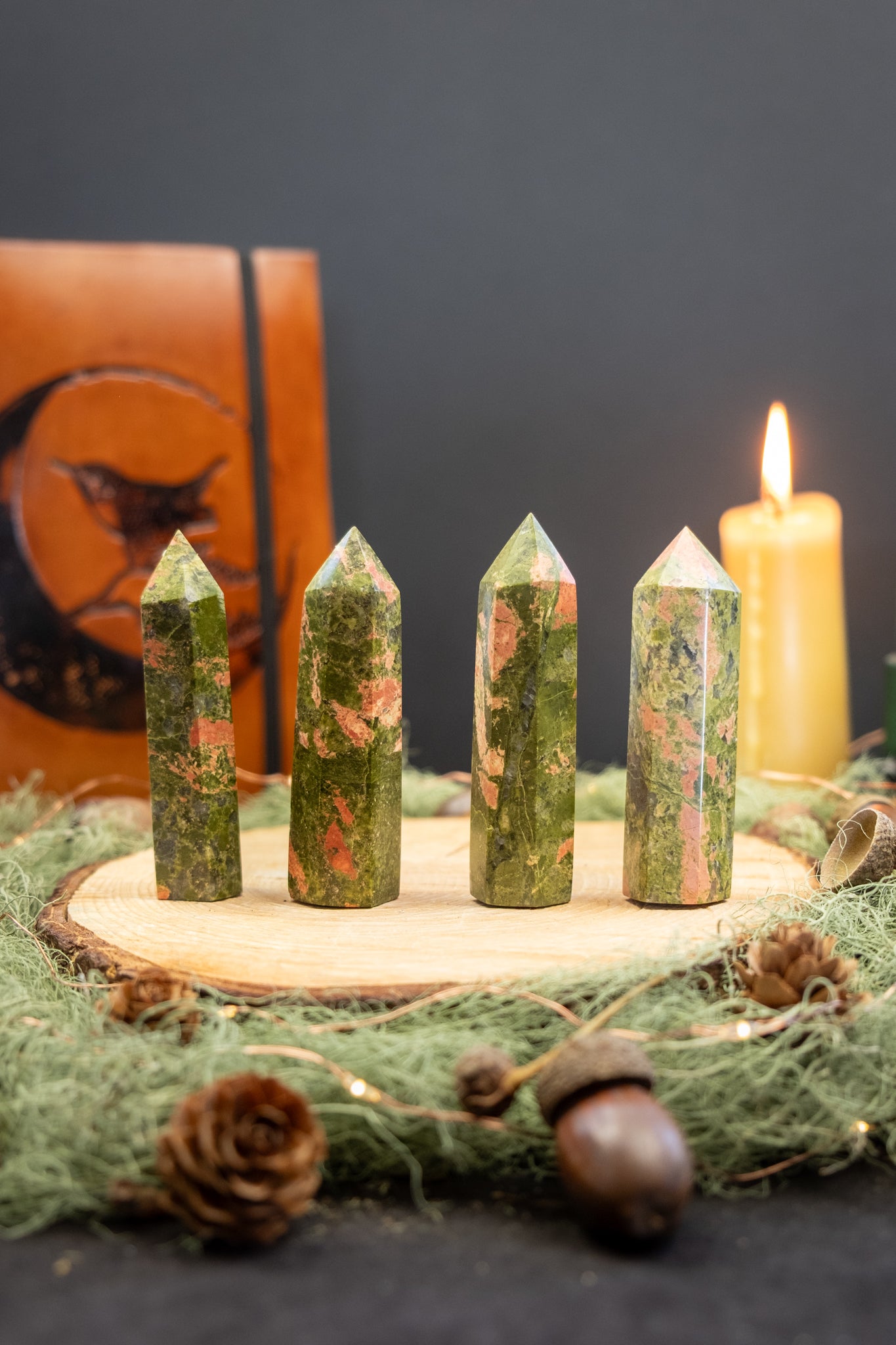 Unakite Point Crystal, Polished Gemstone Tower for Healing, Balance and Emotional Growth, Heart Chakra Crystal Stone