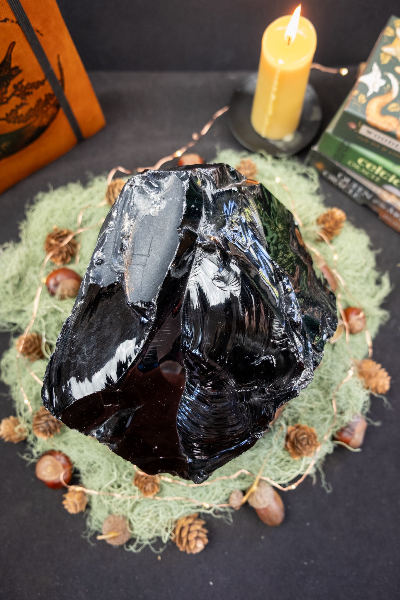 Raw Black Obsidian Stone, Large Natural Volcanic Glass Crystal, Protection Gem for Grounding & Transformation