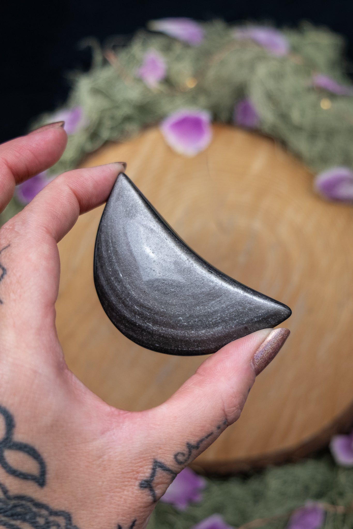 Silver Sheen Obsidian Moon