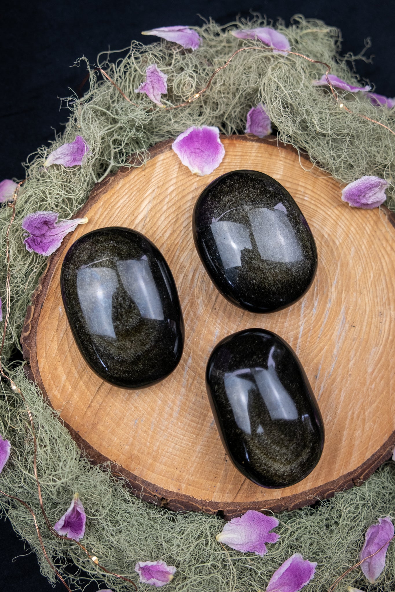 Gold Sheen Obsidian Palm Stone