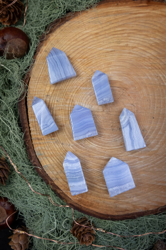 Blue Lace Agate Mini Crystal Point, A Grade Natural Gemstone, Calming Stone for Communication and Soothing Energy