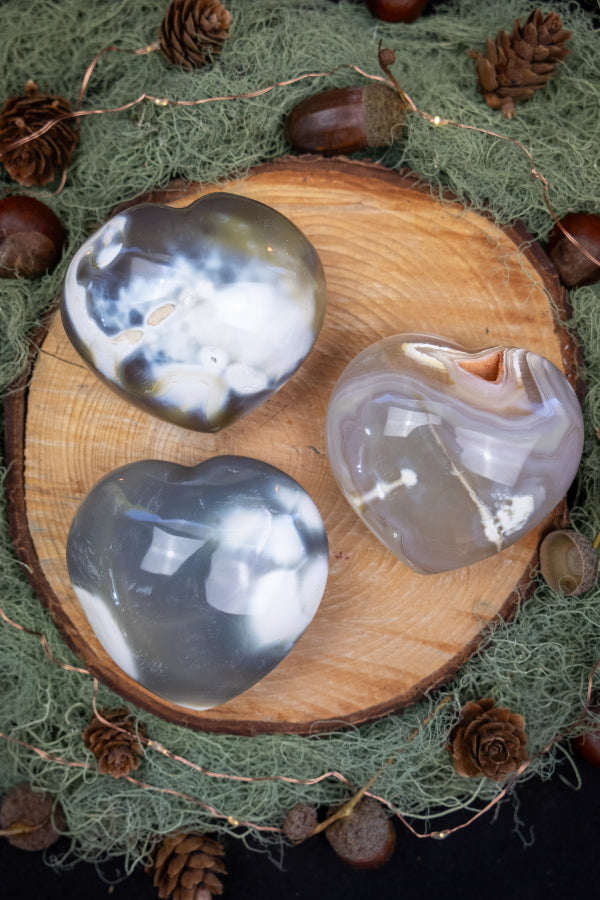 Orca Agate Heart Crystal Stone for Calm Protection Ocean Inspired Healing Gem