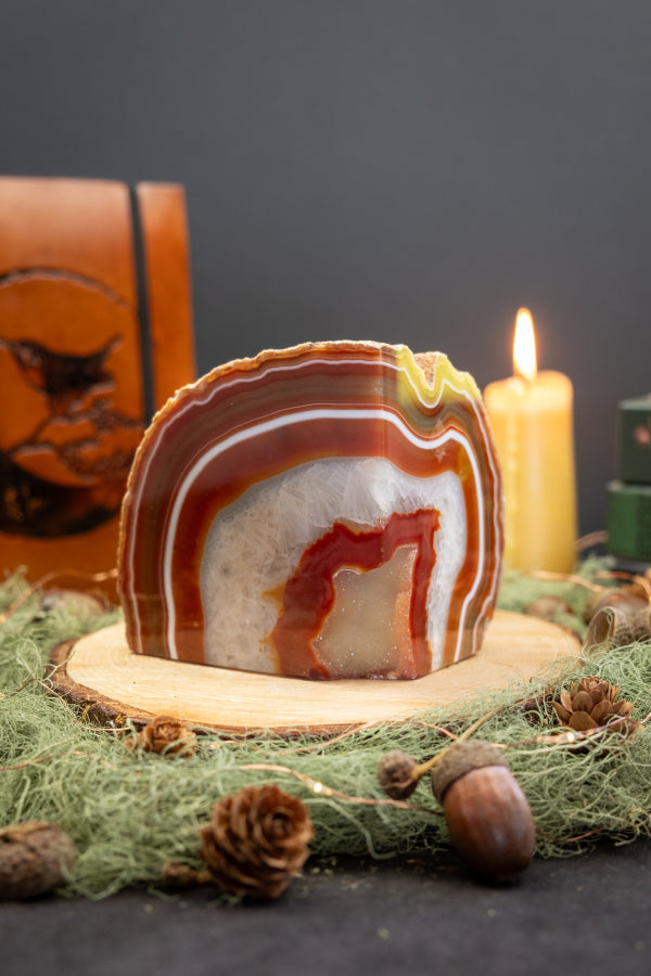 Carnelian Crystal Bookends Pair, High Grade Natural Agate and Carnelian Stone Book Ends, Polished Gemstone Home Decor Gift