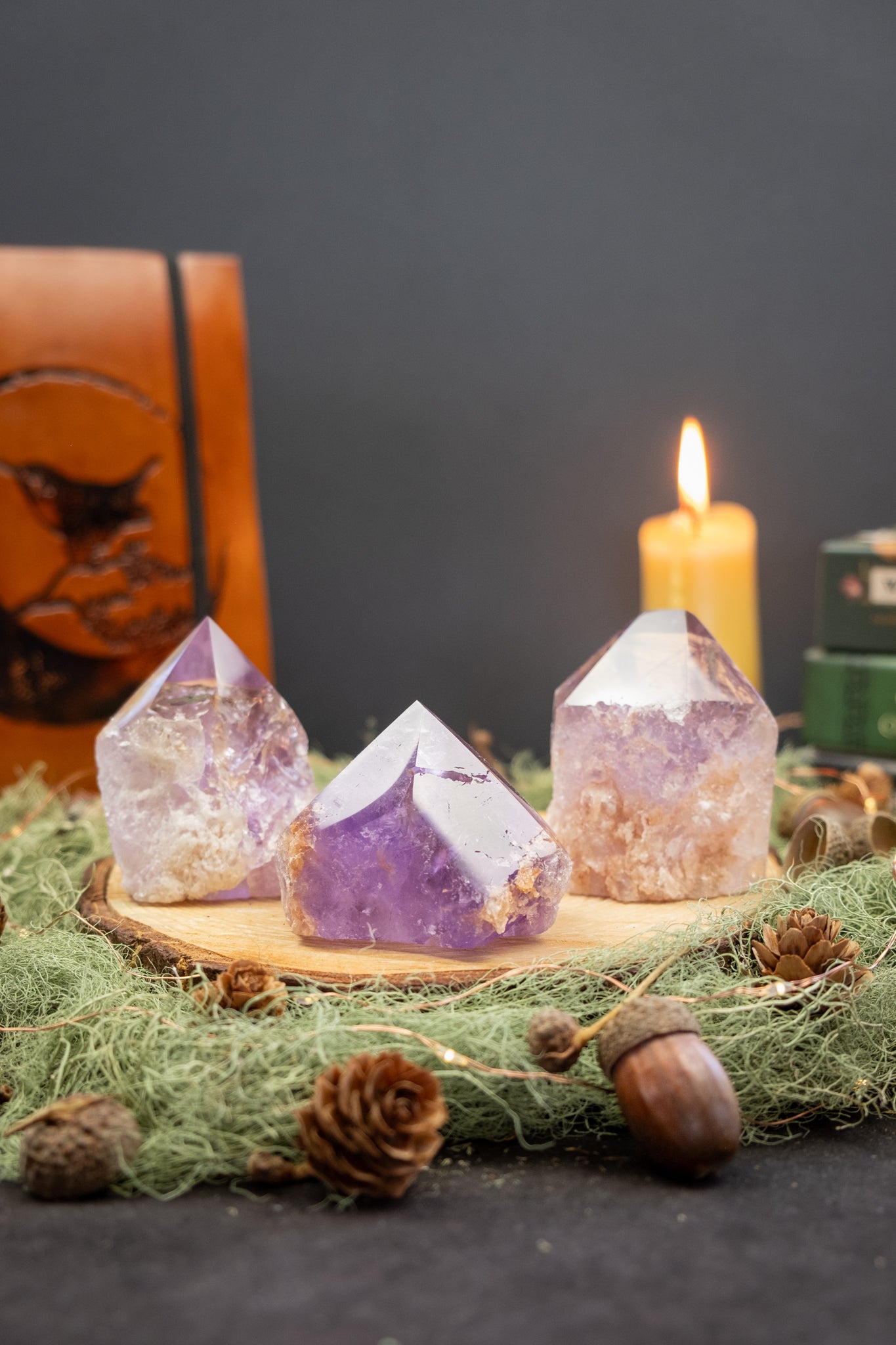 Amethyst Point, Part Polished Part Raw, Natural Inclusions, Phantom and Ametrine Variations, Intuitively Chosen