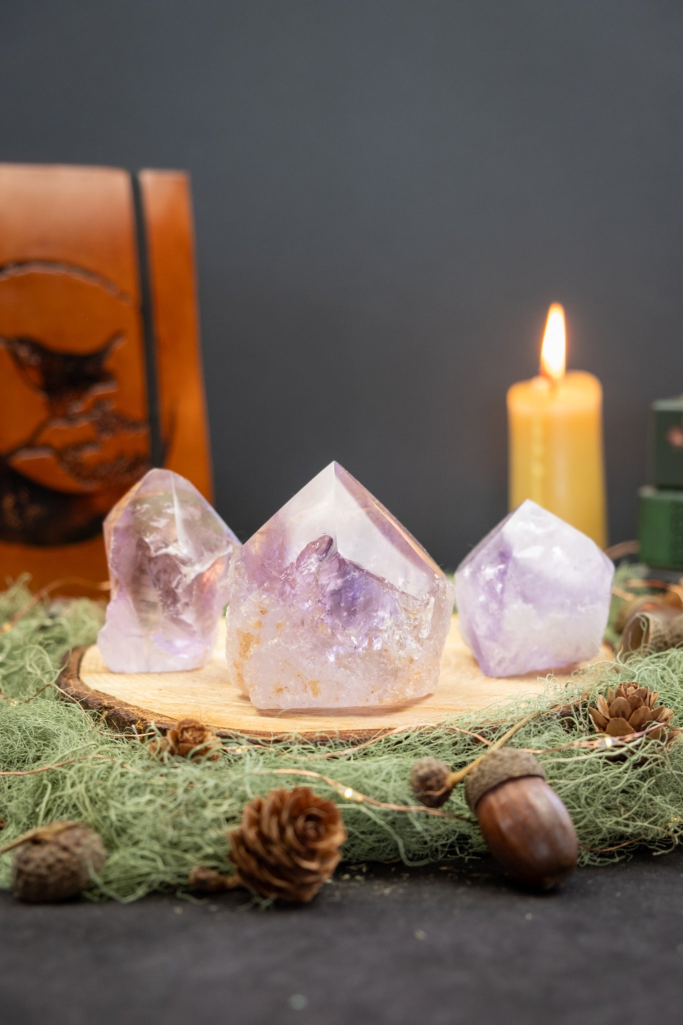 Amethyst Point, Part Polished Part Raw, Natural Inclusions, Phantom and Ametrine Variations, Intuitively Chosen