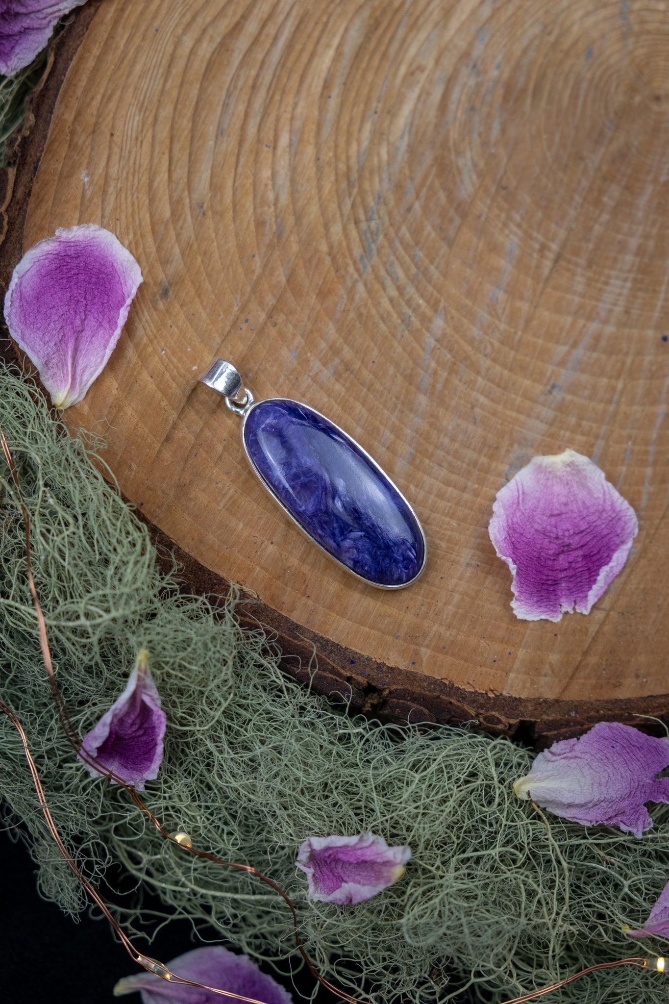 Charoite Pendant in Sterling Silver