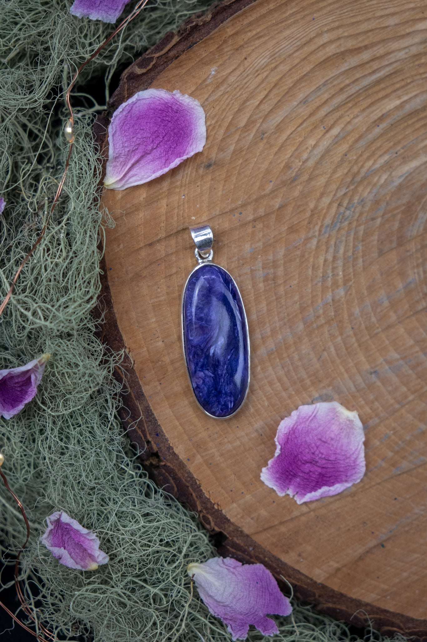 Charoite Pendant in Sterling Silver