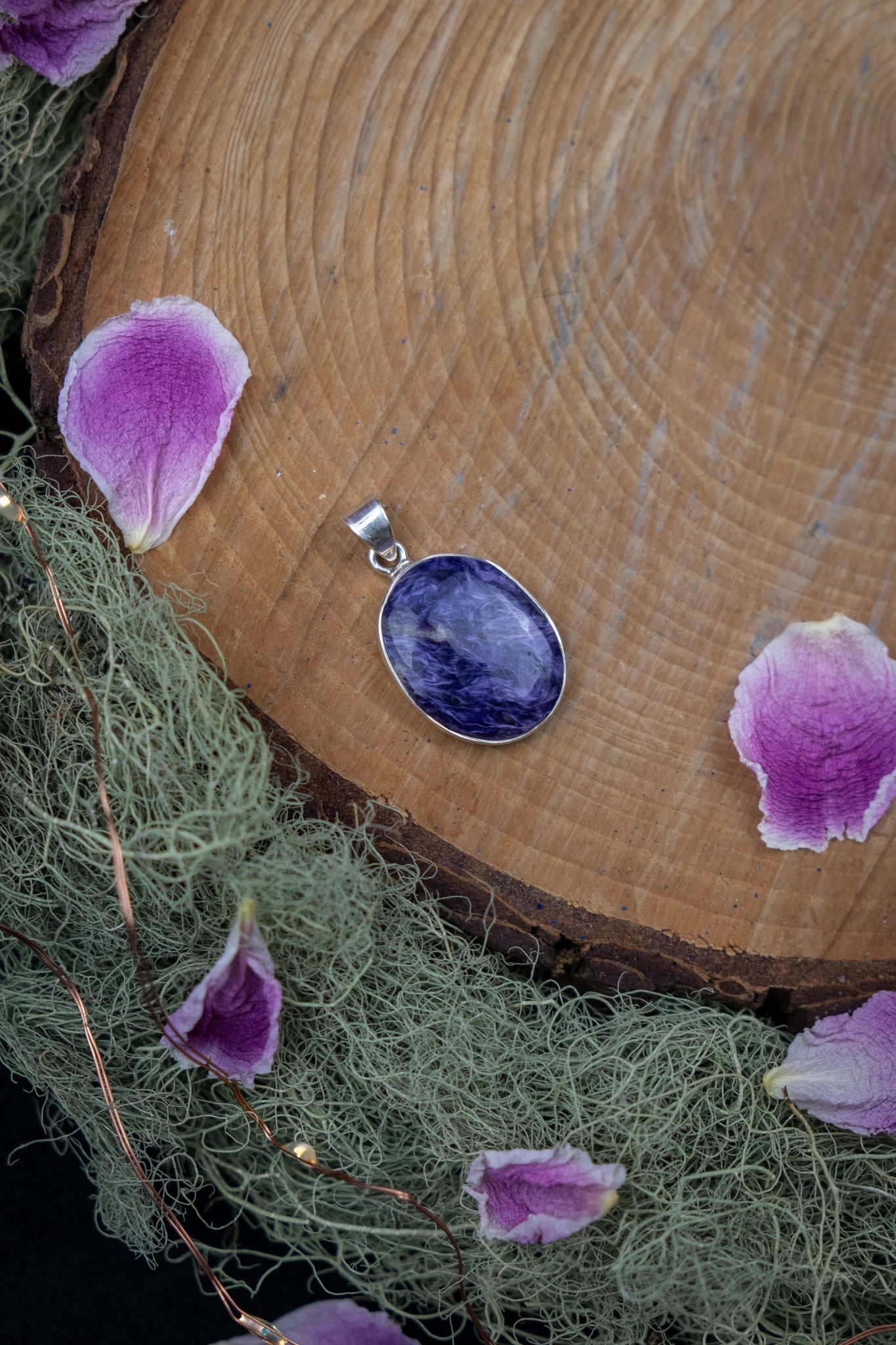 Charoite Pendant in Sterling Silver