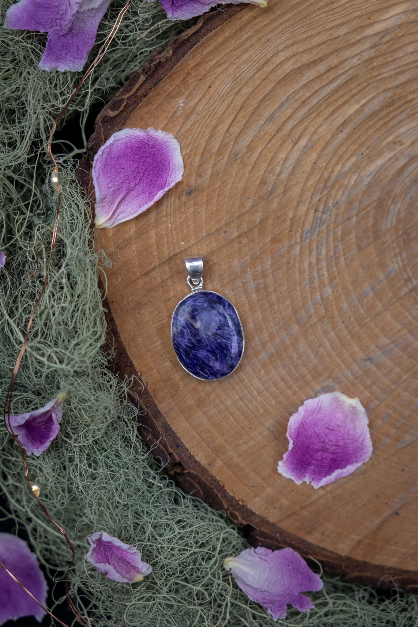 Charoite Pendant in Sterling Silver