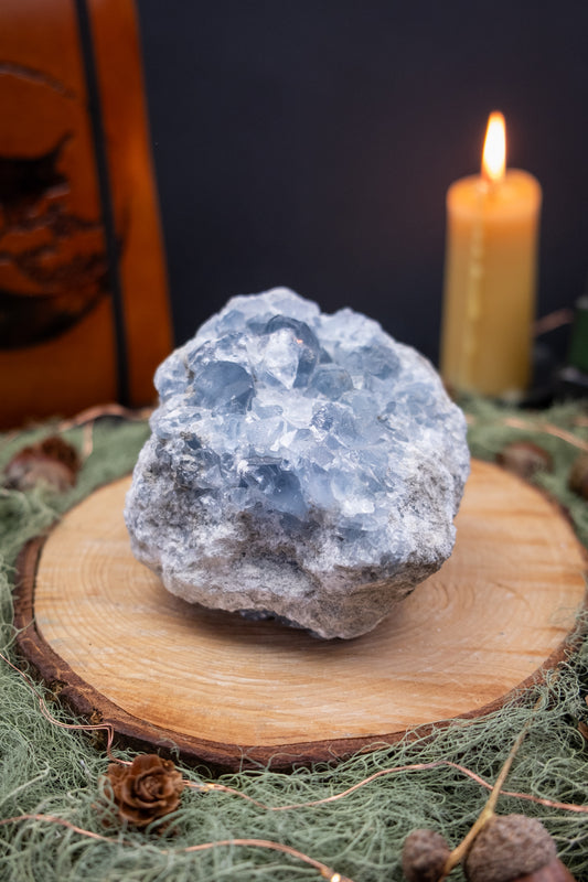 Celestite Geode Crystal, Angelic Blue Gemstone, Peace Stone for Calm Energy, Intuition, and Spiritual Connection
