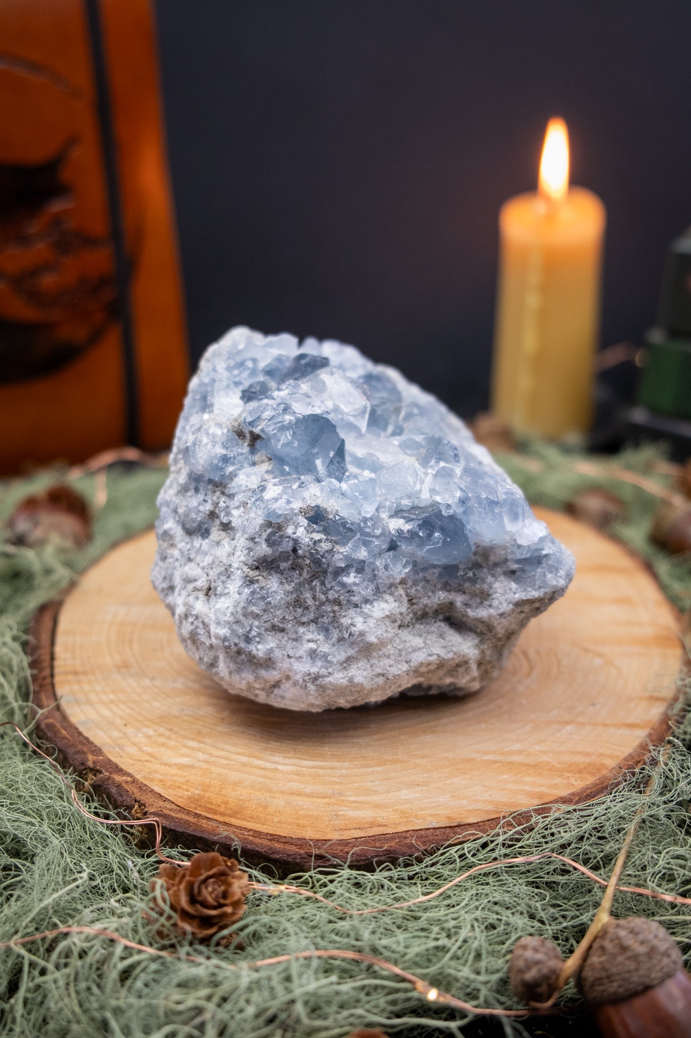Celestite Geode Crystal, Angelic Blue Gemstone, Peace Stone for Calm Energy, Intuition, and Spiritual Connection