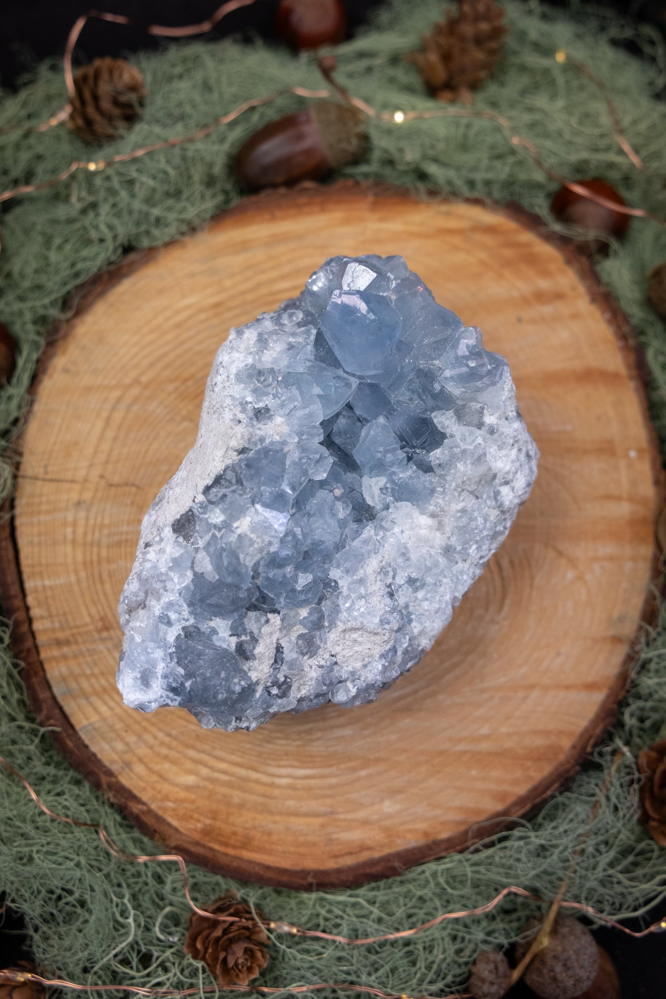 Celestite Geode Crystal, Angelic Blue Gemstone, Peace Stone for Calm Energy, Intuition and Spiritual Connection
