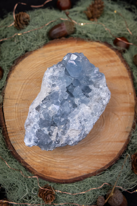 Celestite Geode Crystal, Angelic Blue Gemstone, Peace Stone for Calm Energy, Intuition and Spiritual Connection