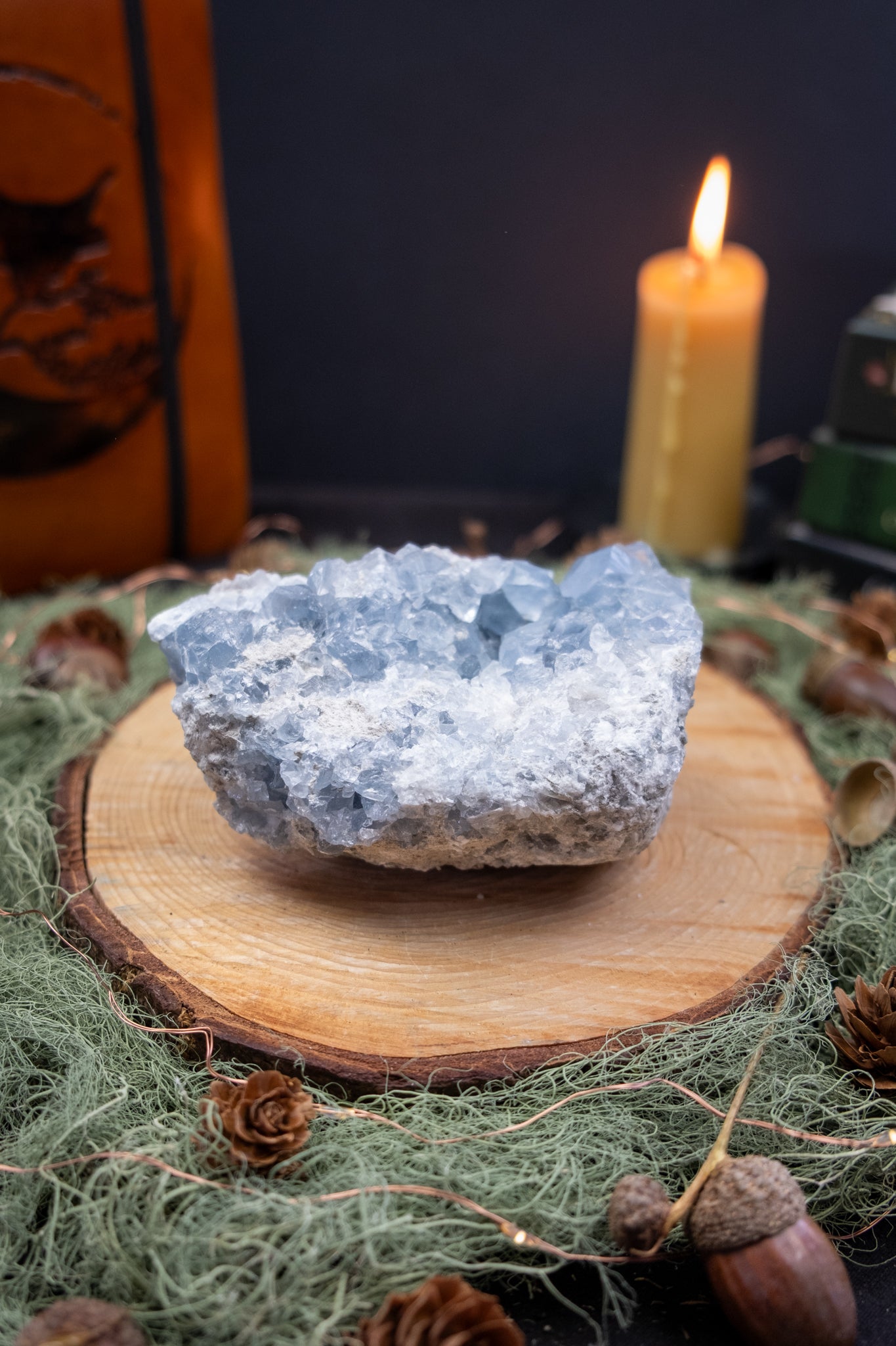 Celestite Geode Crystal, Angelic Blue Gemstone, Peace Stone for Calm Energy, Intuition and Spiritual Connection