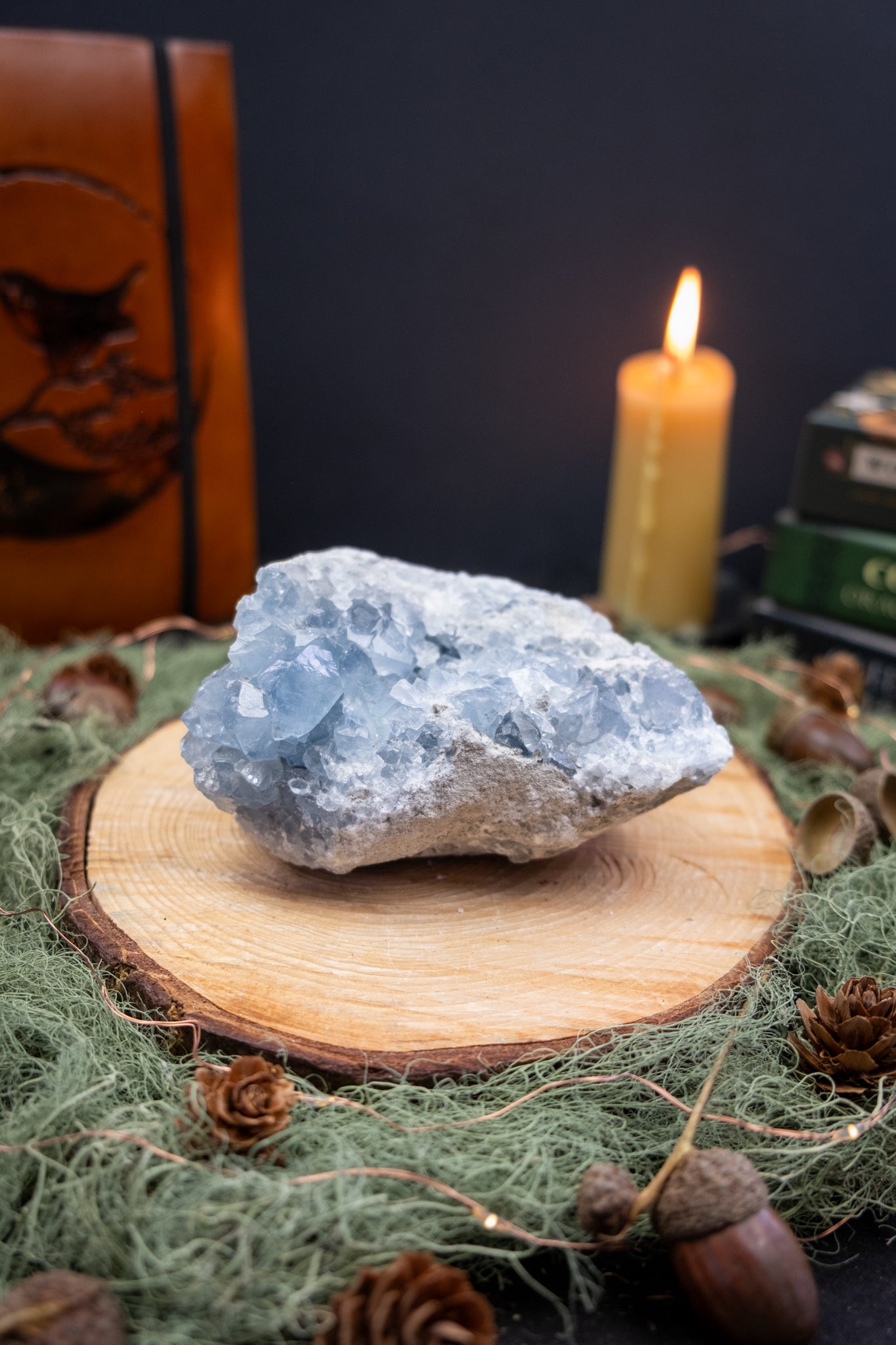Celestite Geode Crystal, Angelic Blue Gemstone, Peace Stone for Calm Energy, Intuition and Spiritual Connection