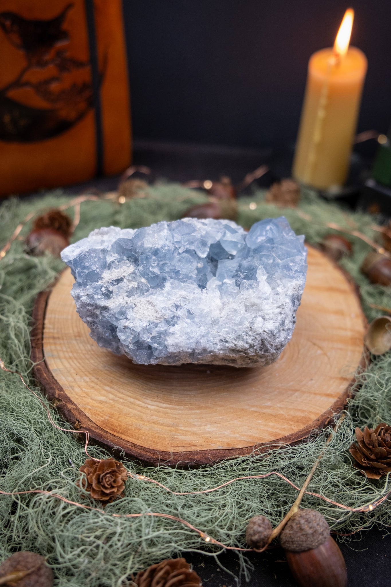 Celestite Geode Crystal, Angelic Blue Gemstone, Peace Stone for Calm Energy, Intuition and Spiritual Connection
