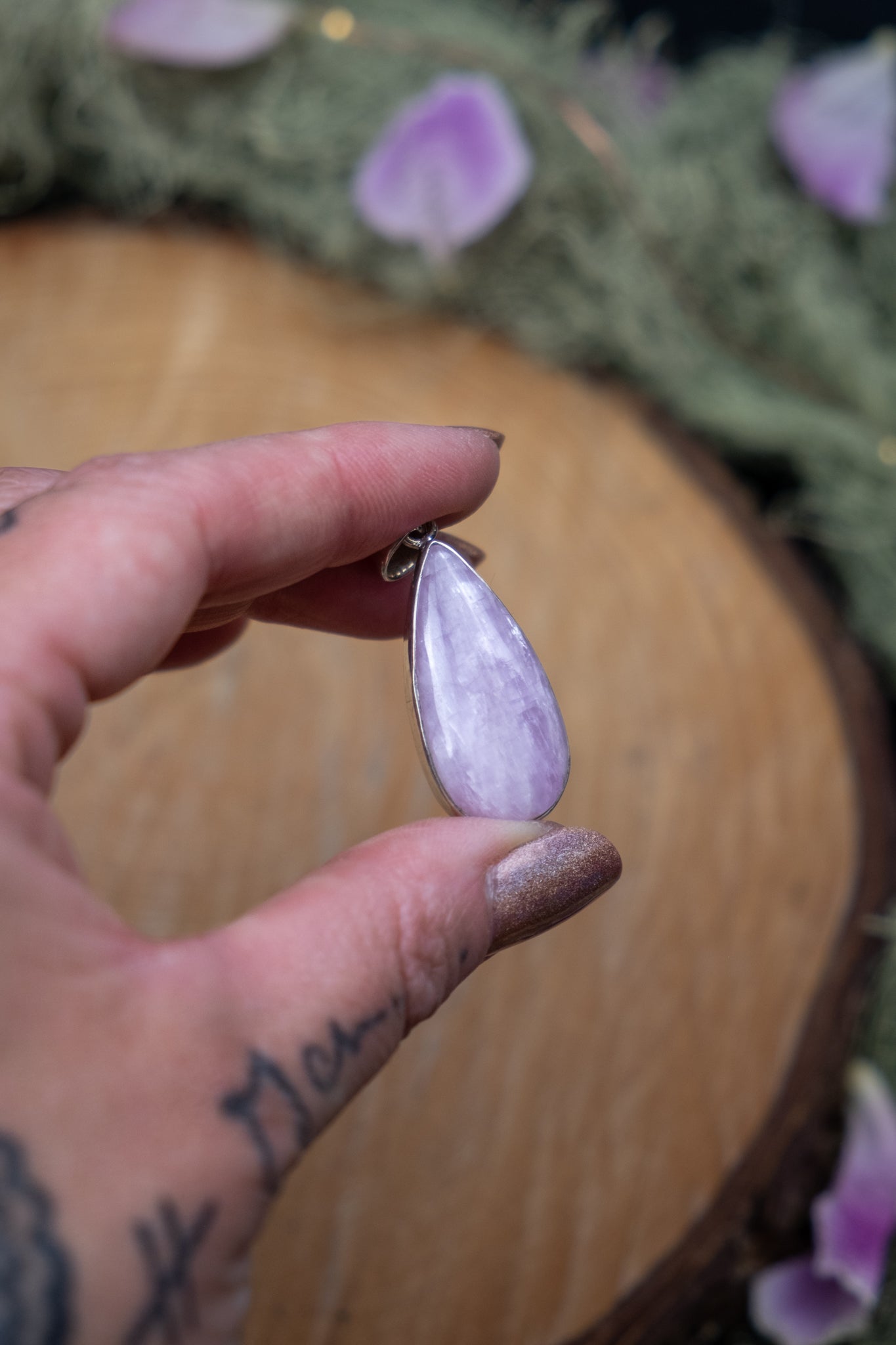 Kunzite Teardrop Sterling Silver Pendant