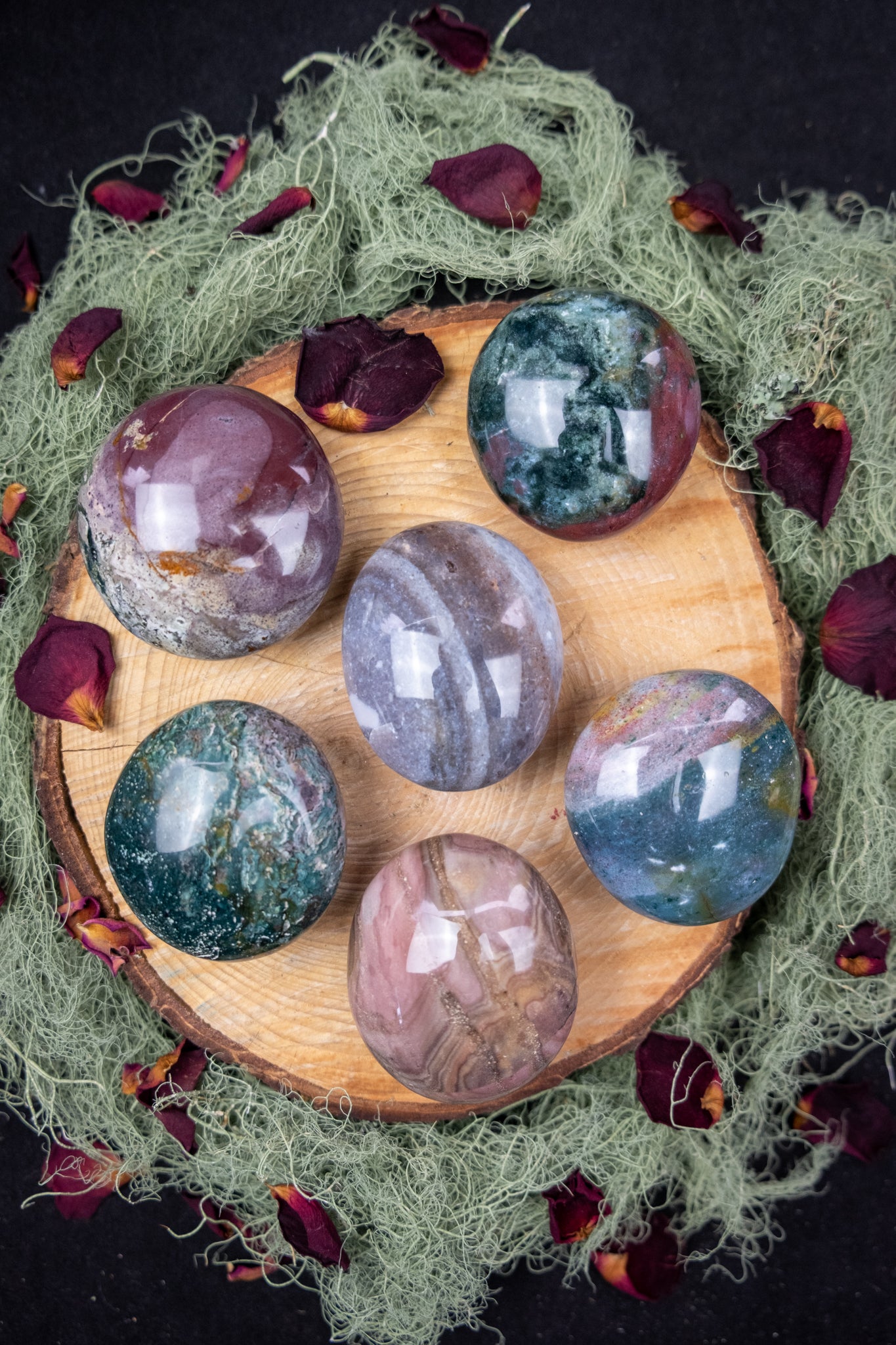Ocean Jasper Palm Stone Crystal, Intuitively Chosen Healing Gem for Joy, Balance and Emotional Flow
