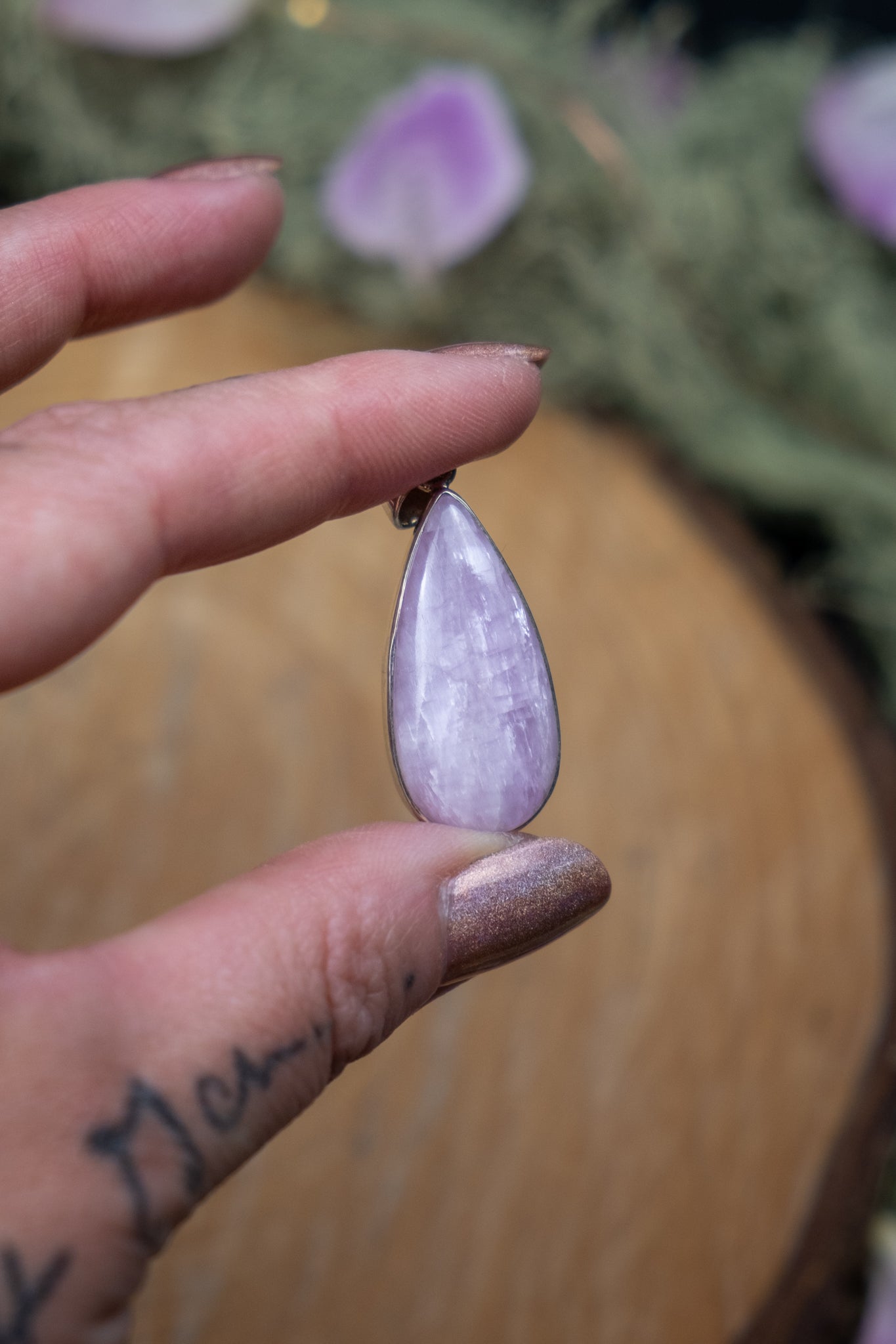 Kunzite Teardrop Sterling Silver Pendant