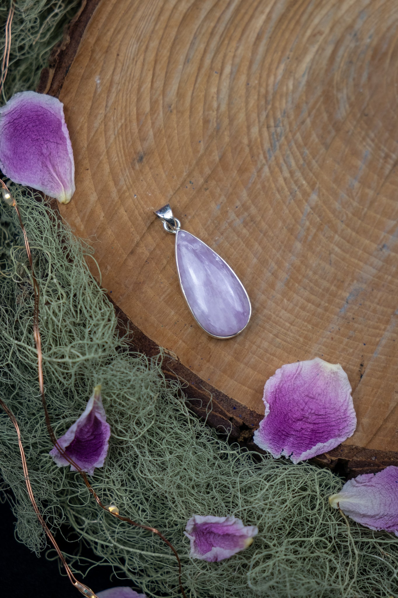 Kunzite Teardrop Sterling Silver Pendant