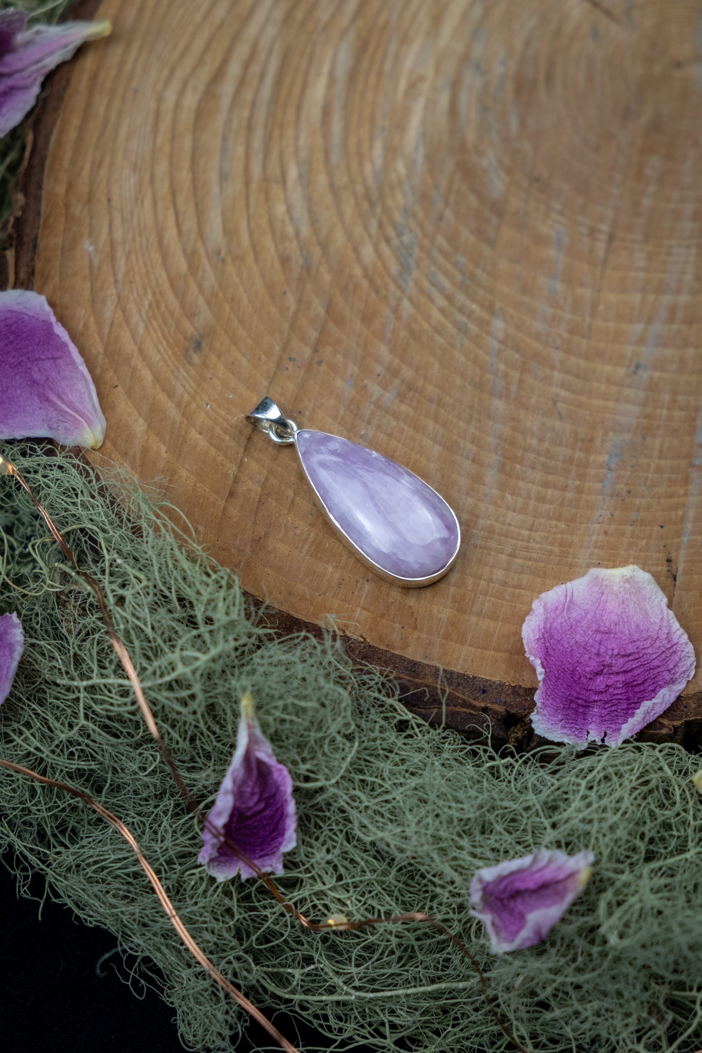Kunzite Teardrop Sterling Silver Pendant