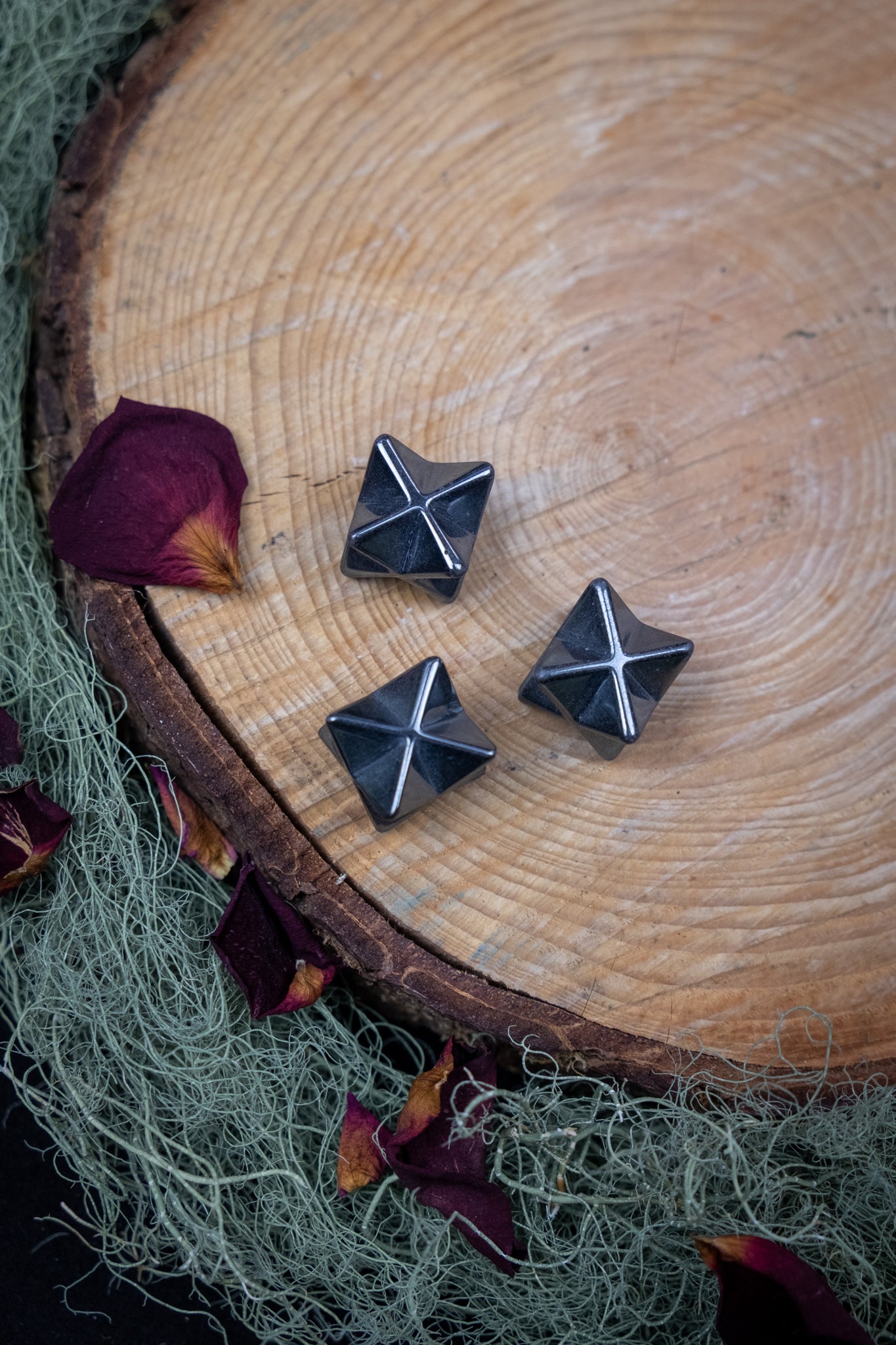 Hematite Merkaba Star Crystal, Grounding Stone for Protection, Focus & Energy Balance