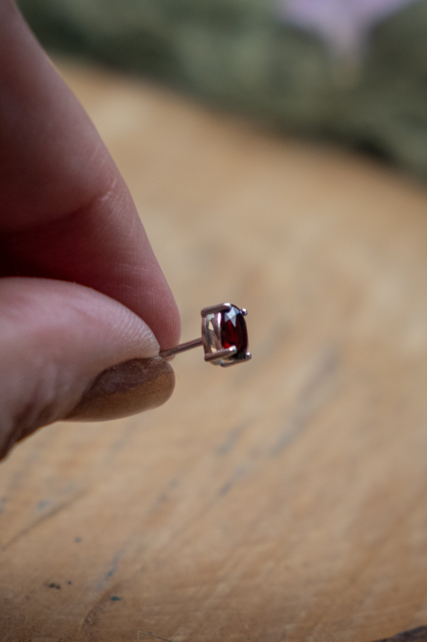 Natural Garnet Faceted Sterling Silver Stud Earrings