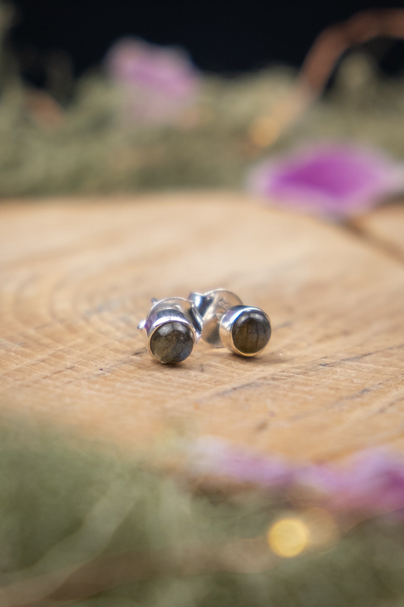 Labradorite Sterling Silver Stud Earrings