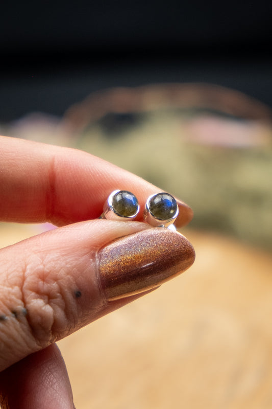 Labradorite Sterling Silver Stud Earrings