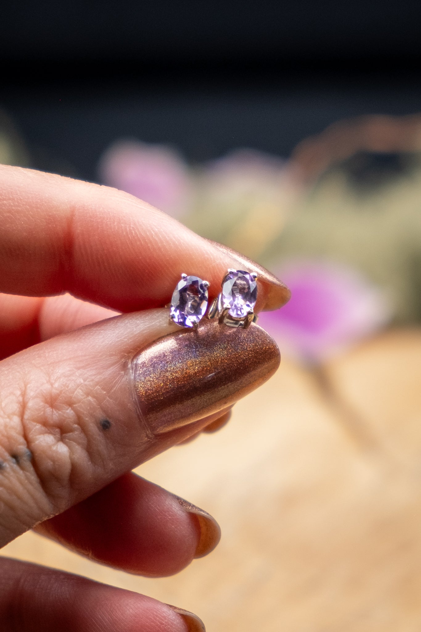 Amethyst Sterling Silver Stud Earrings