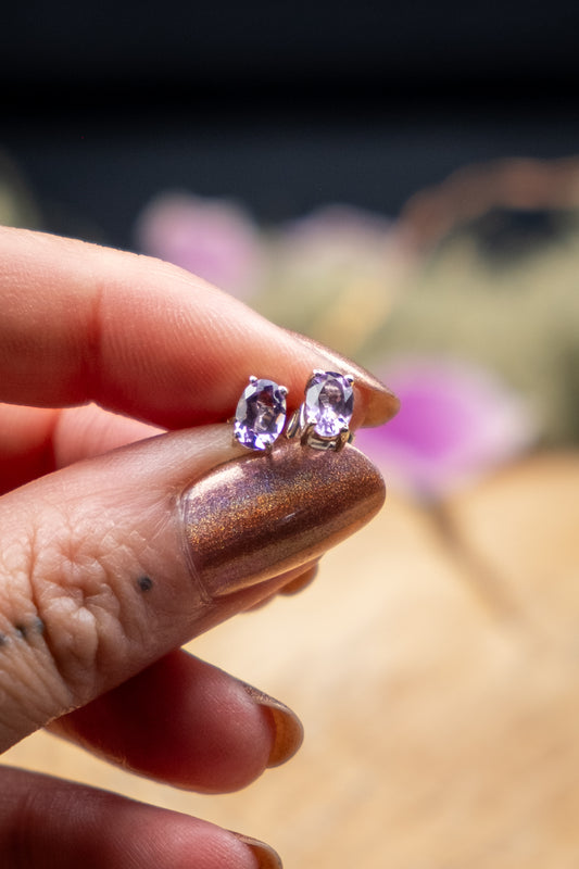 Amethyst Sterling Silver Stud Earrings