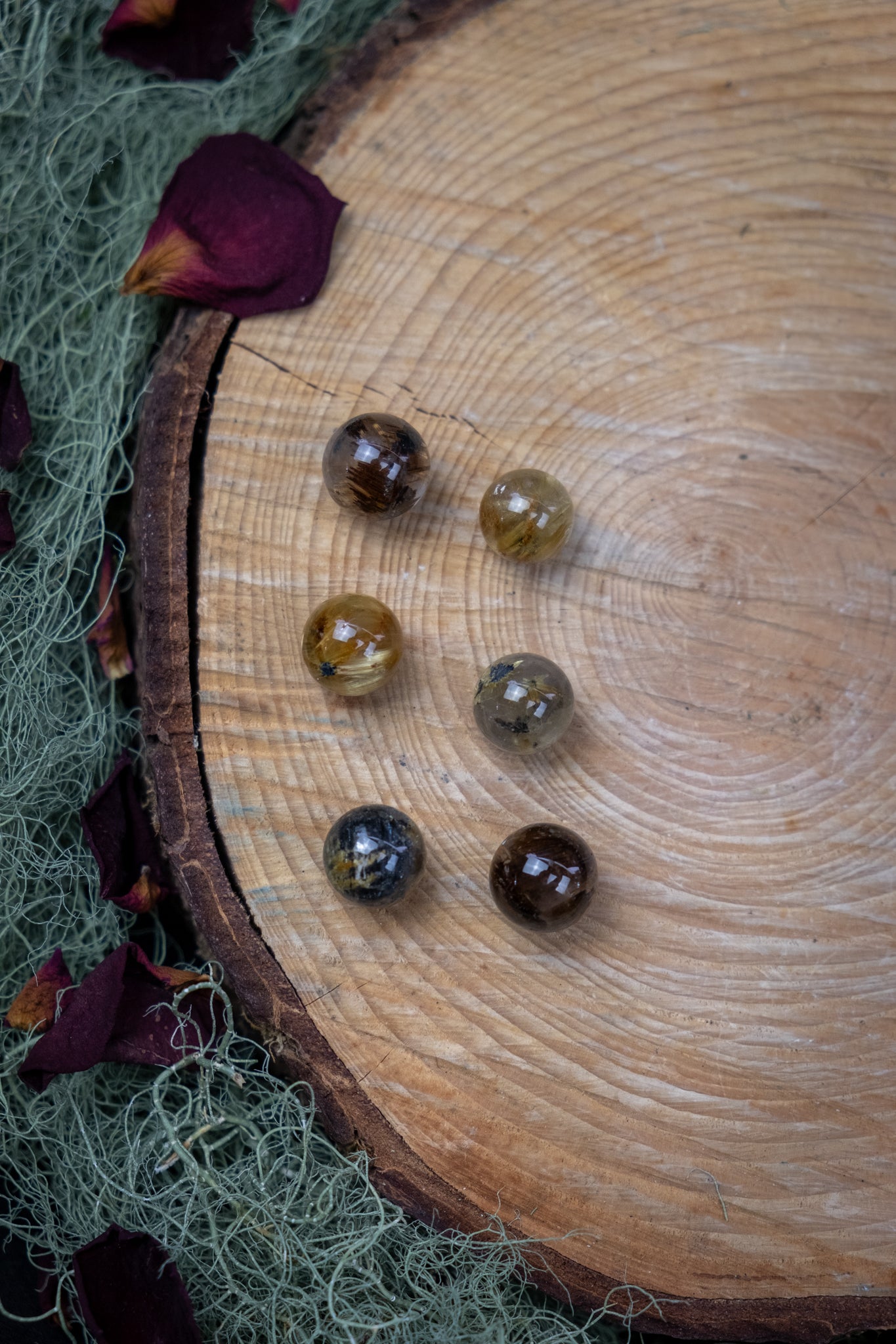 Rutilated Quartz Mini Sphere 12mm, High Grade Rutile Quartz Crystal Stone for Clarity and Manifestation, Ethically Sourced